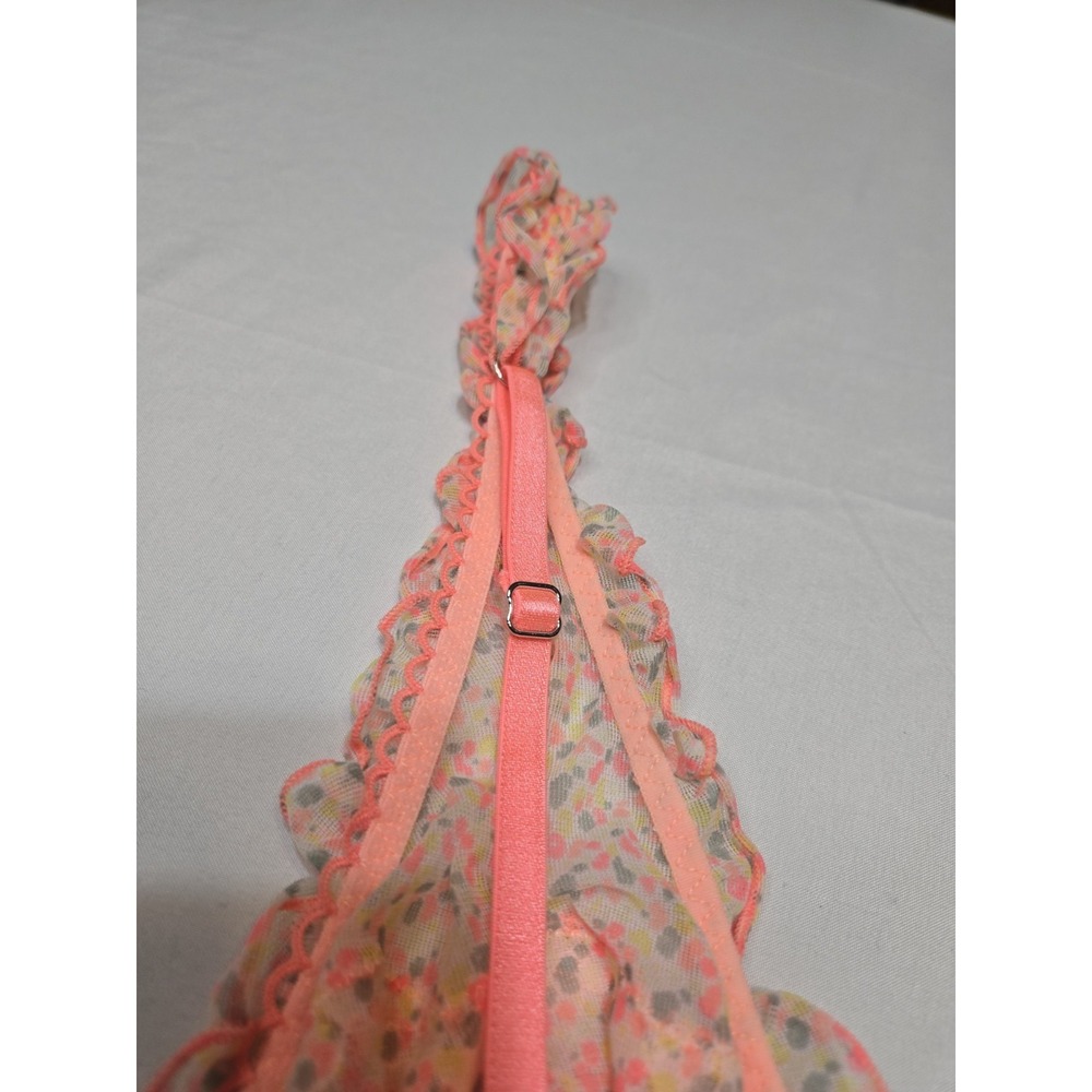 NWT Victoria's Secret Ditsy Floral Sheer Bright Lingerie Set Sz Small Adj Straps - Picture 7 of 10